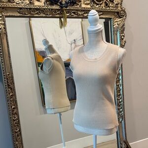 H by Halston Beige Ribbed Tank Top